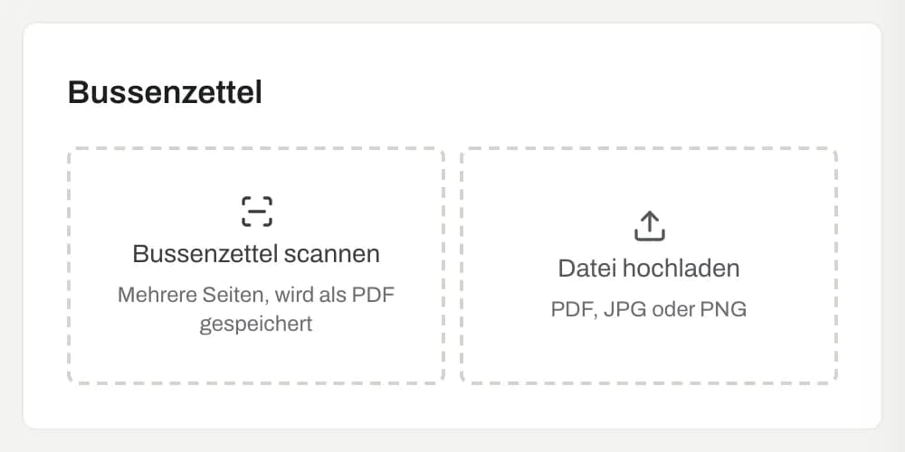 Karte Bussenzettel in der Busse