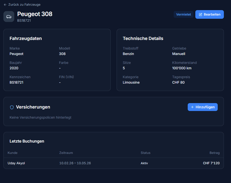 Fahrzeug-Detailseite