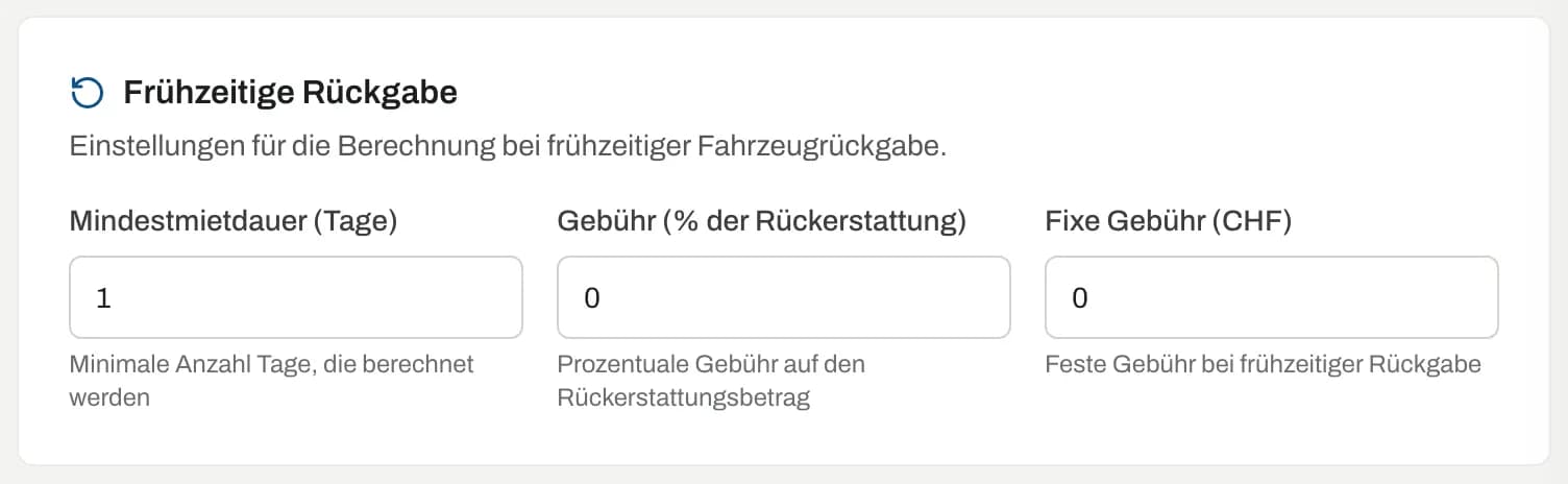 Bereich «Frühzeitige Rückgabe»