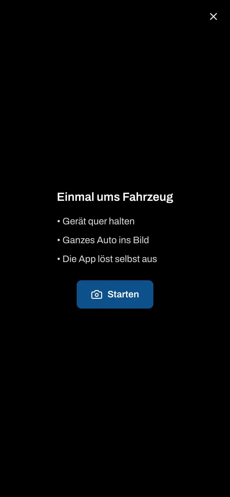 Startbildschirm der geführten Aufnahme auf dem Handy