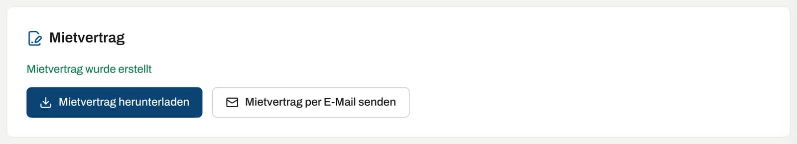 Bereich «Mietvertrag» auf der Buchung