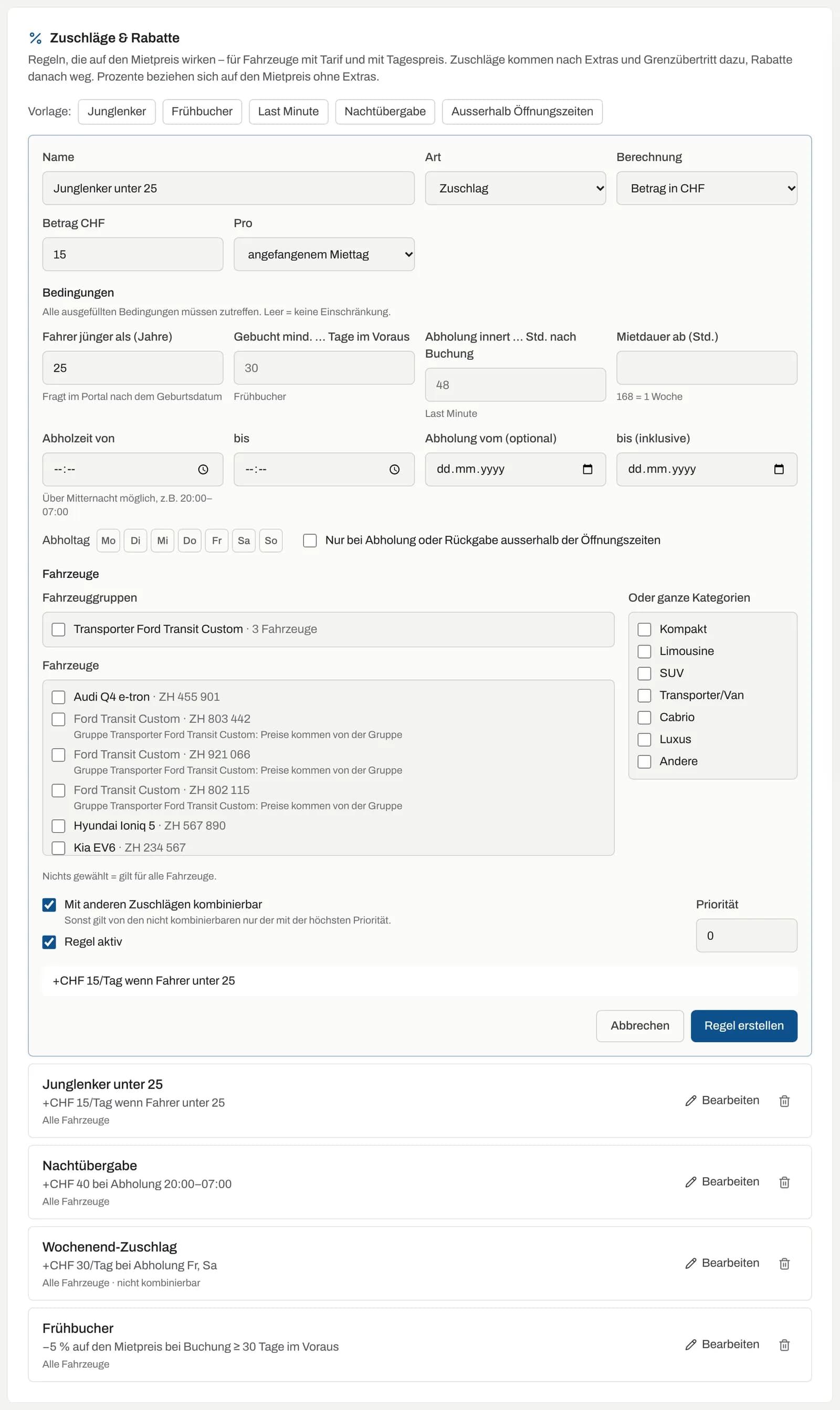 Formular einer Regel mit Bedingungen