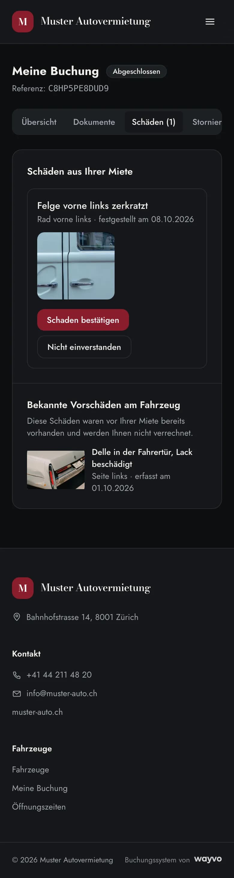Reiter Schäden mit neuem Schaden und bekannten Vorschäden