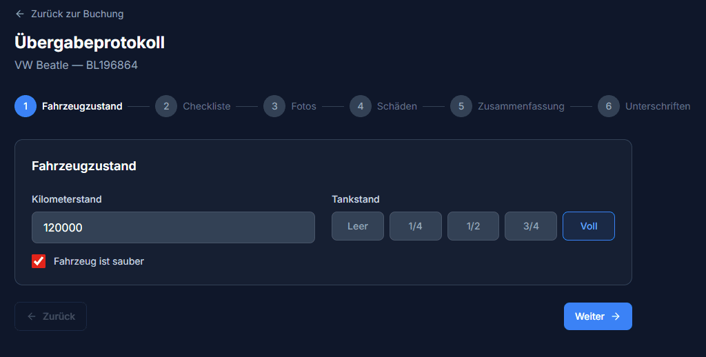Fahrzeugzustand erfassen