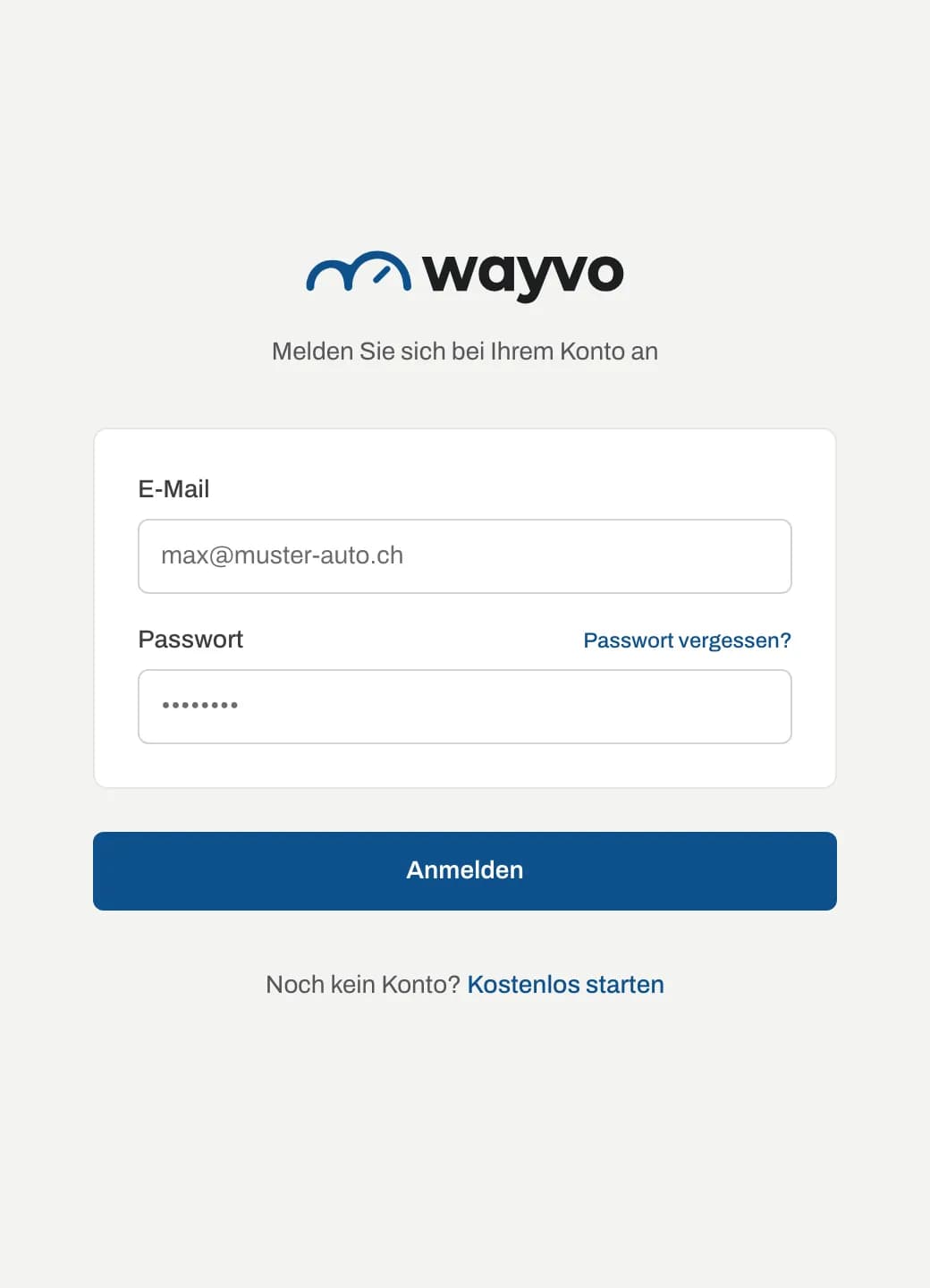 Anmeldeseite mit E-Mail, Passwort und Passwort vergessen?