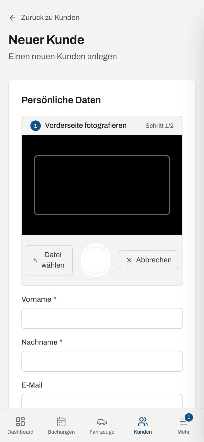 Führerschein-Scanner: Vorderseite fotografieren