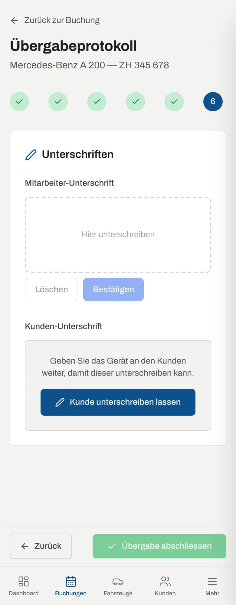 Schritt Unterschriften